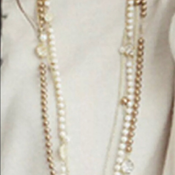Multi layer Gold-tone Pearl Layered Necklace - Picture 7 of 8